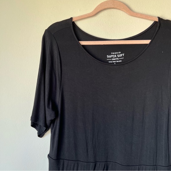 Torrid Tiered Midi Dress Super Soft Challis Multi Plaid Pockets Size 1 - Picture 8 of 8